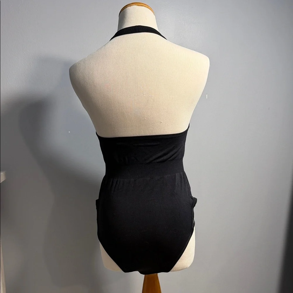 Black Halter One-Piece Swimsuit - Picture 3 of 4